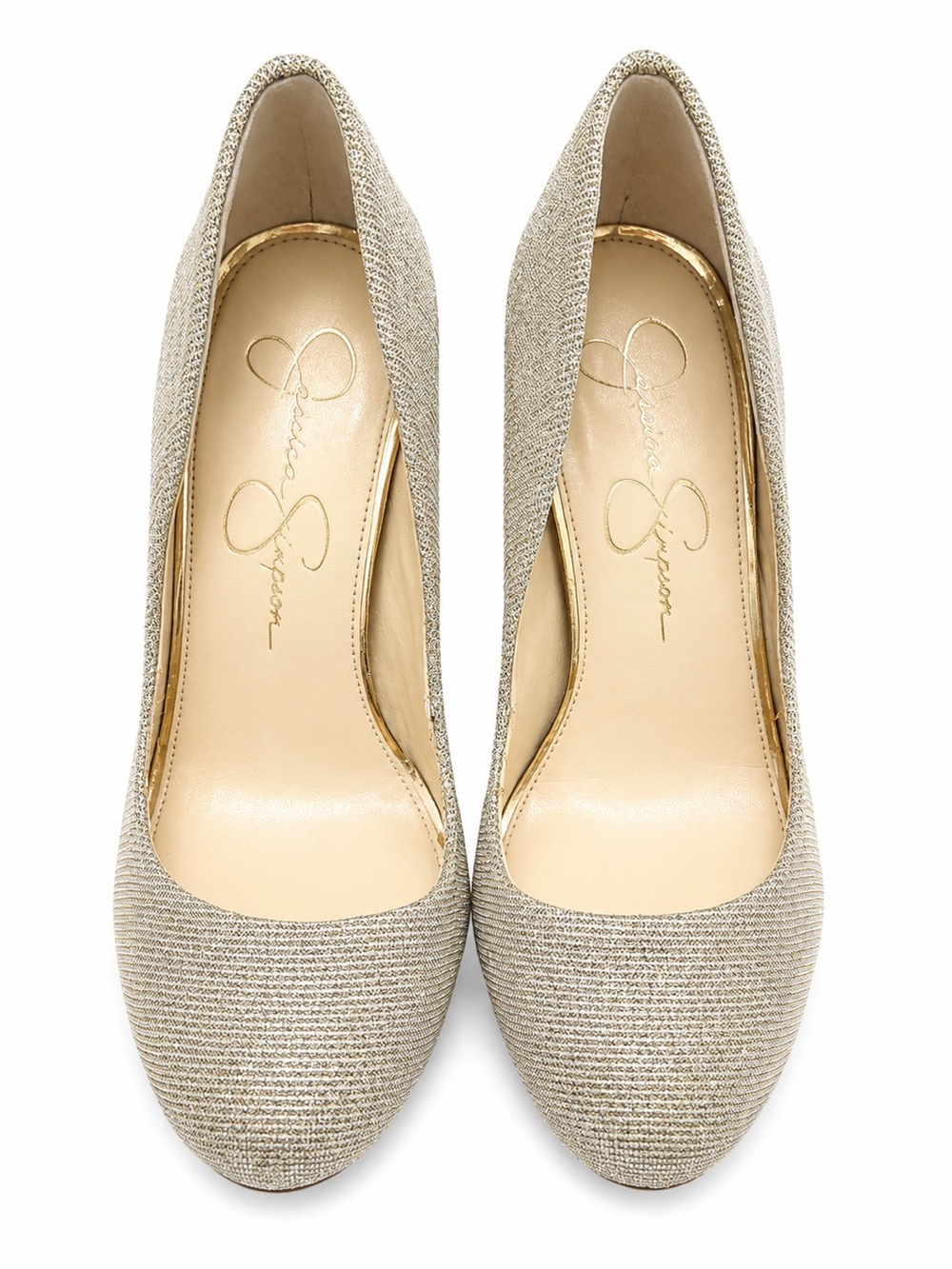 Jessica Simpson Calie Gold Glitter Platform Pumps Heels Size 5.5M w/ Box